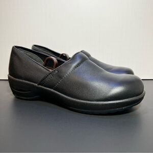 Womens SANITA Black Leather Slip On Clogs / Size 10.5-11 - EU 41
